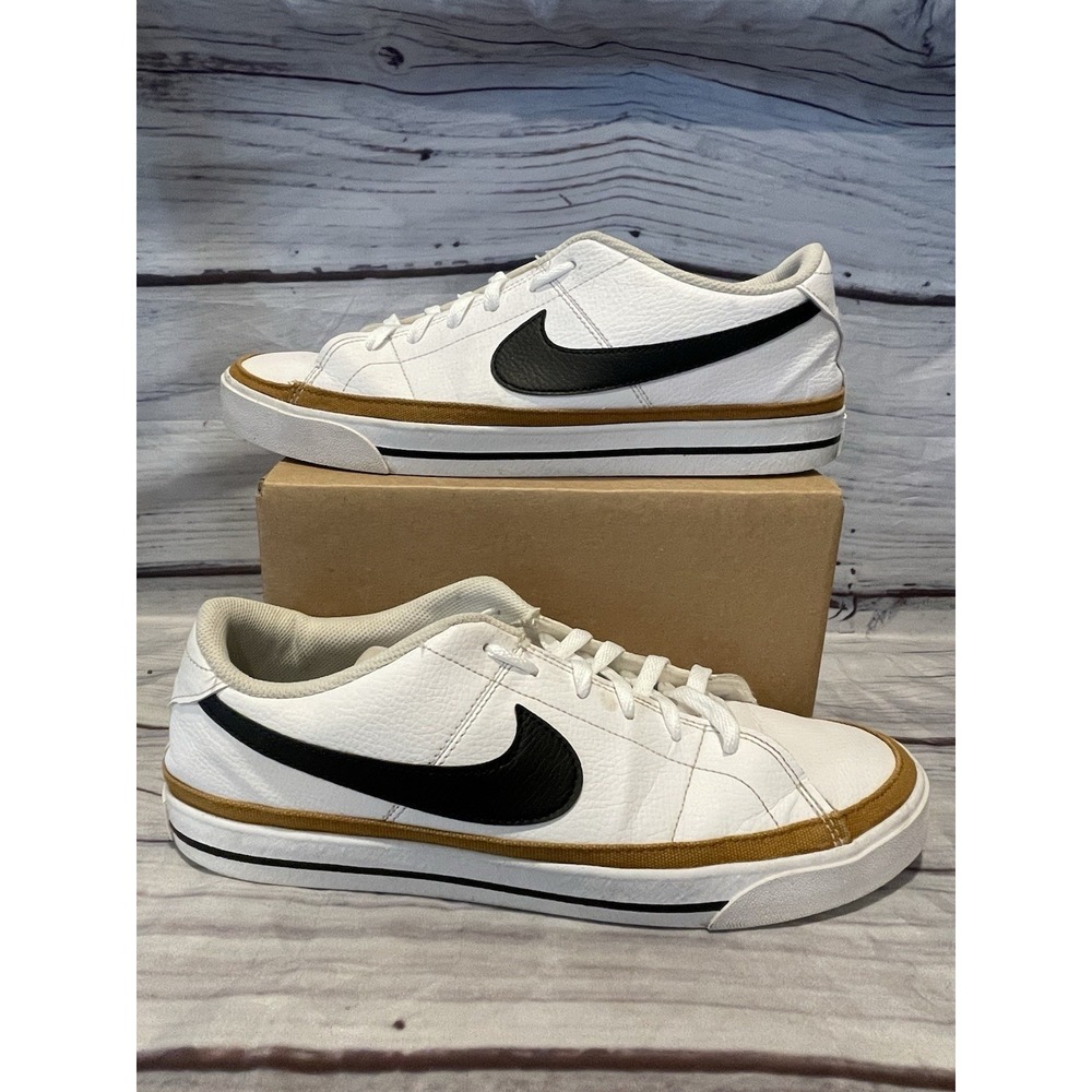 Nike Court Legacy (WHITE/BLACK-DESERT OCHRE-GUM LIGHT BROWN) 11.5 Men's